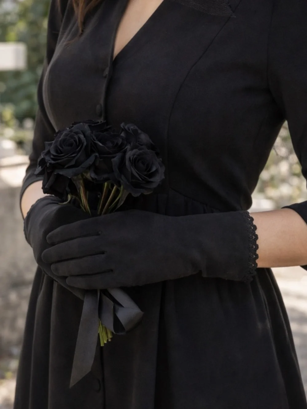 Vintage Black Wrist Gloves